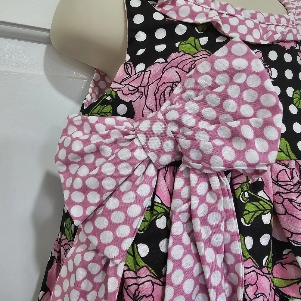 Hatch & Cloak Bye Bye Birdie Scoop Neck Wrap Dress Floral Polka Dot Size 2T
